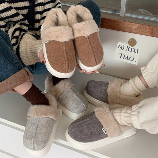 Couple Plush Casual Fashion Outerwear $51.77 Dana Fashion Color: Beige Size: 36to37 Women's shoes Product information: Pattern: solid color Color: beige, brown, dark gray Size: 36-37,38-39,40-41,42-43,44-45, [factory standard packing: Monochrome/solid siz