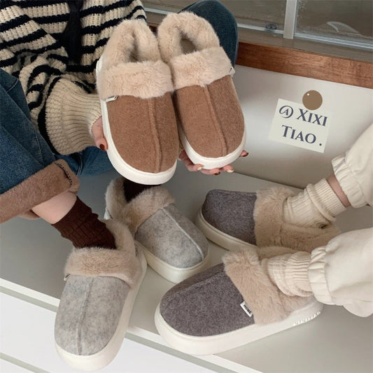 Couple Plush Casual Fashion Outerwear $51.77 Dana Fashion Color: Beige Size: 36to37 Women's shoes Product information: Pattern: solid color Color: beige, brown, dark gray Size: 36-37,38-39,40-41,42-43,44-45, [factory standard packing: Monochrome/solid siz