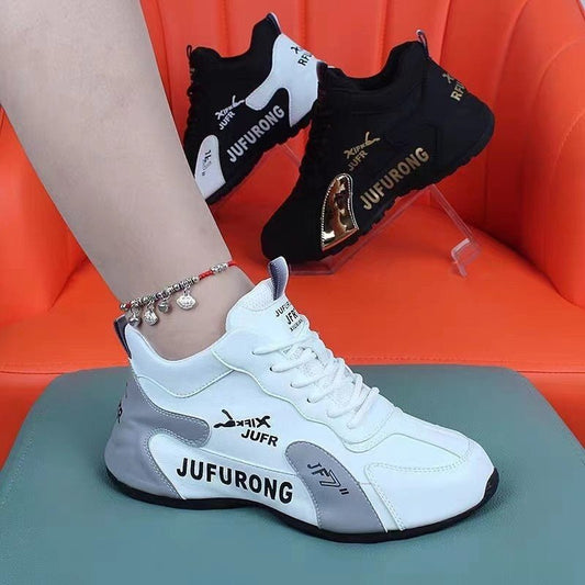 Couple Sports Casual PU White Shoes All-match Wear-resistant $39.99 Dana Fashion Color: Black And White Size: 36 Women's shoes Product information: Pattern: Plaid Lining material: Mesh Color: Black and gold, black and white, white and black, white and red