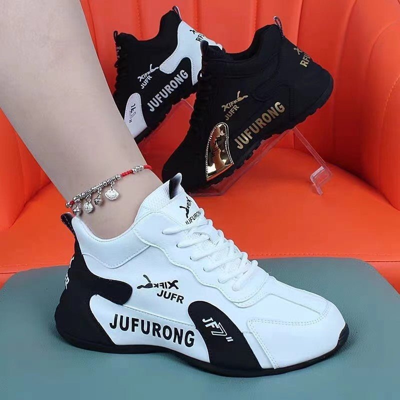 Couple Sports Casual PU White Shoes All-match Wear-resistant $39.99 Dana Fashion Color: White And Black Size: 36 Women's shoes Product information: Pattern: Plaid Lining material: Mesh Color: Black and gold, black and white, white and black, white and red