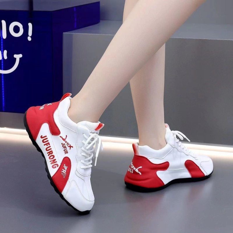 Couple Sports Casual PU White Shoes All-match Wear-resistant $39.99 Dana Fashion Color: White And Red Size: 36 Women's shoes Product information: Pattern: Plaid Lining material: Mesh Color: Black and gold, black and white, white and black, white and red,