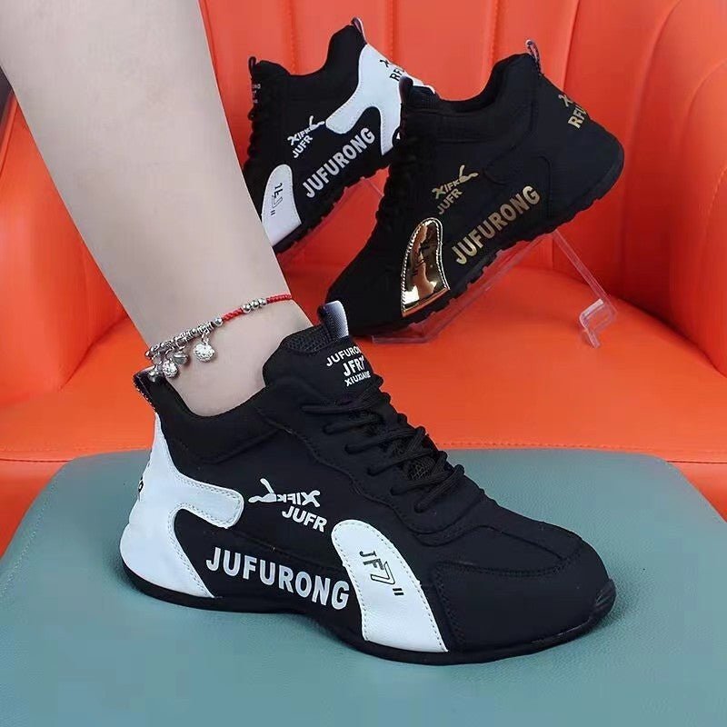 Couple Sports Casual PU White Shoes All-match Wear-resistant $39.99 Dana Fashion Color: Black And White Size: 36 Women's shoes Product information: Pattern: Plaid Lining material: Mesh Color: Black and gold, black and white, white and black, white and red