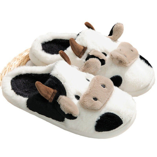 Cow Open Linen Slippers Winter Girls Can Wear At Home $29.64 Dana Fashion Color: Black Slippers Size: 36To37 Women's shoes Product information: Pattern: Cartoon Inner material: artificial wool Color: 1019 White opening slippers, 1019 black with opening sl