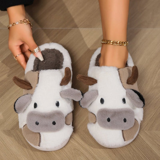 Cow Open Linen Slippers Winter Girls Can Wear At Home $29.64 Dana Fashion Color: Black Slippers Size: 36To37 Women's shoes Product information: Pattern: Cartoon Inner material: artificial wool Color: 1019 White opening slippers, 1019 black with opening sl