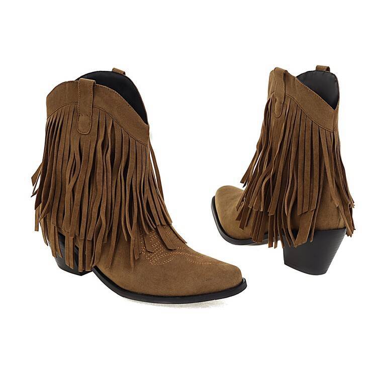 Cowboy Boot Embroidered Square Toe Chunky Heel Tassel Short Tube For Women $65.99 Dana Fashion Color: Black Size: 36 Women's shoes ข้อมูลผลิตภัณฑ์: ลวดลาย: สีทึบ วัสดุซับใน: ตาข่าย สี: ดำ, น้ำตาลเข้ม ความสูงส่วนบน: ด้านบนสูง ความสูง ส้น: ส้นสูง (6-8CM) รู