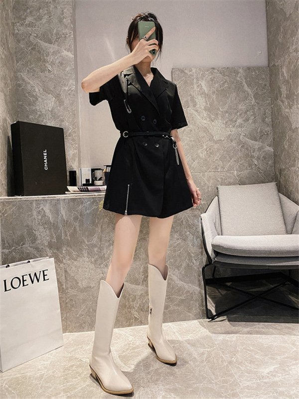 Cowboy Boots Women Retro Long Boots Pointed Toe $45.00 Dana Fashion Color: Black Size: 35 style: Ordinary Women's shoes Product Information: Closed way: sleeve Pattern: plain Style: European and American Tube height: over the knee Heel height: middle heel