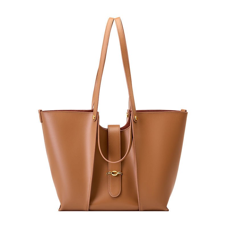 Cowhide Large Capacity Totes High-grade Women's Bag $139.00 Dana Fashion Color: Brown Women's Bags Product information: Lining texture: Polyester Applicable scenarios: Daily matching Color: Brown, apricot Outer bag type: Sandwich pocket Leather characteri