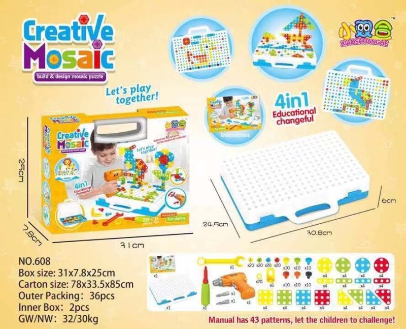 Creative Building Kits Educational Blocks Sets $47.56 Dana Fashion style: 251pc Toys & Hobbies Overview: 100% Brand New And High Quality Children can drill colorful screws into the board to make tons of cool designs Made of green environmental material, n