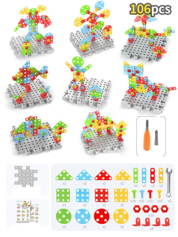 Creative Building Kits Educational Blocks Sets $19.48 Dana Fashion style: 106pcs Toys & Hobbies Overview: 100% Brand New And High Quality Children can drill colorful screws into the board to make tons of cool designs Made of green environmental material,