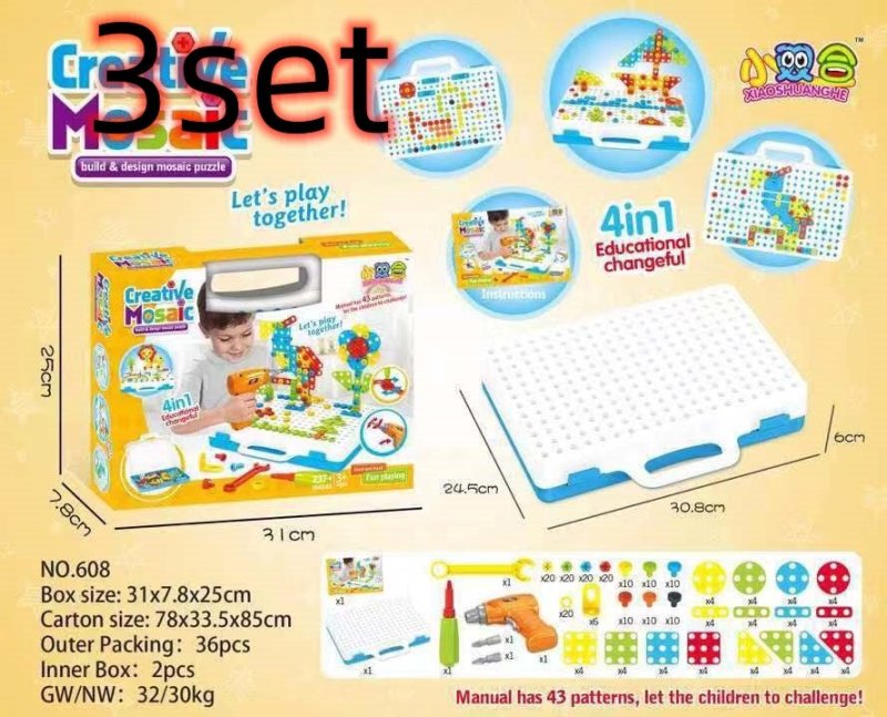 Creative Building Kits Educational Blocks Sets $128.85 Dana Fashion style: 3set 251pc Toys & Hobbies Overview: 100% Brand New And High Quality Children can drill colorful screws into the board to make tons of cool designs Made of green environmental mater
