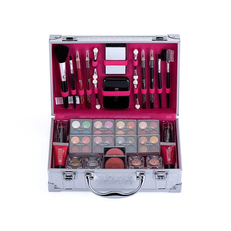 Creative Colorful Eyeshadow Lipstick Cosmetics Set $145.00 Dana Fashion Color: Pink Women's Accessories Product information: Efficacy: Concealer, Modification, Even skin tone Color: Silver. pink Set includes: lipstick, lip gloss, eye shadow, mascara, blus