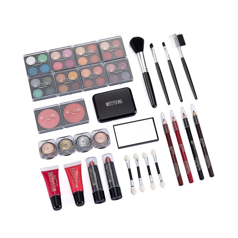 Creative Colorful Eyeshadow Lipstick Cosmetics Set $145.00 Dana Fashion Color: Pink Women's Accessories Product information: Efficacy: Concealer, Modification, Even skin tone Color: Silver. pink Set includes: lipstick, lip gloss, eye shadow, mascara, blus