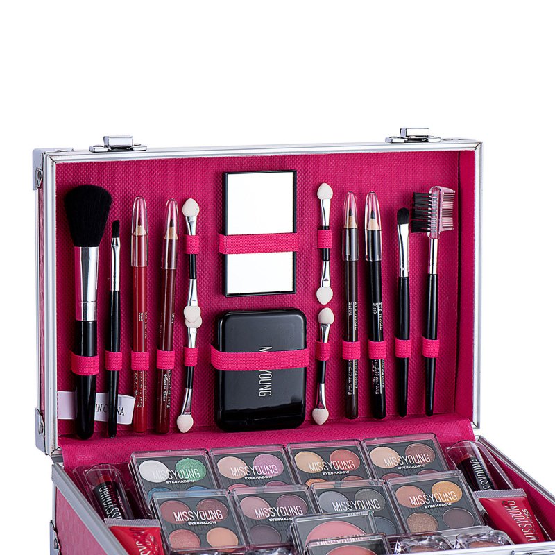 Creative Colorful Eyeshadow Lipstick Cosmetics Set $145.00 Dana Fashion Color: Pink Women's Accessories Product information: Efficacy: Concealer, Modification, Even skin tone Color: Silver. pink Set includes: lipstick, lip gloss, eye shadow, mascara, blus