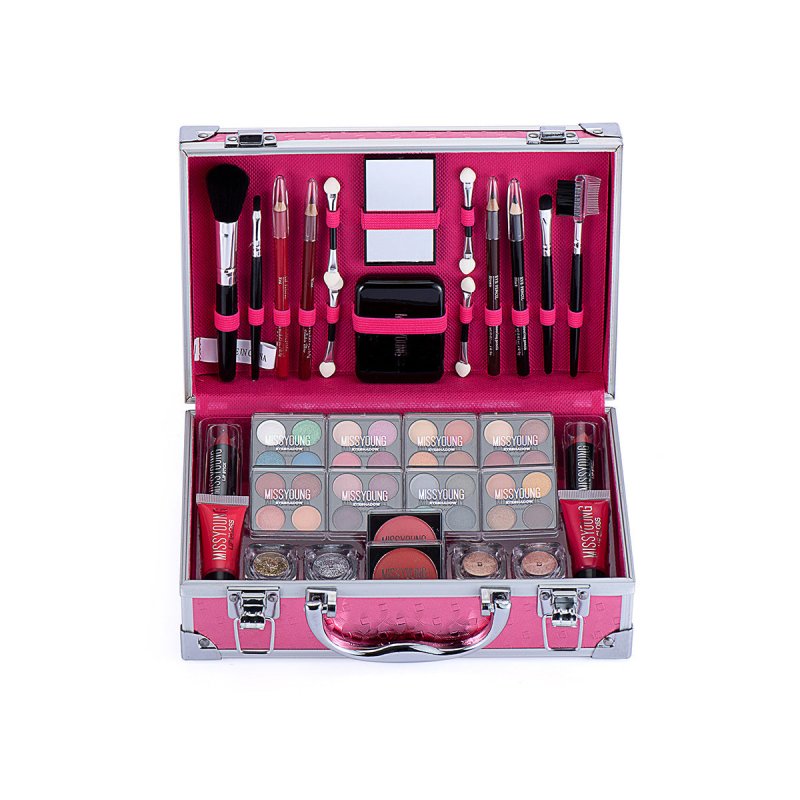 Creative Colorful Eyeshadow Lipstick Cosmetics Set $145.00 Dana Fashion Color: Pink Women's Accessories Product information: Efficacy: Concealer, Modification, Even skin tone Color: Silver. pink Set includes: lipstick, lip gloss, eye shadow, mascara, blus