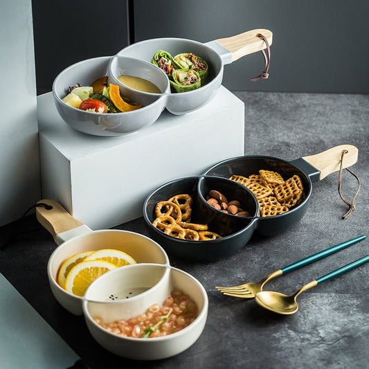 Creative cutlery tray for household tableware $35.50 Dana Fashion Color: Cream color Dana's Kitchen Material: Porcelain Applicable objects: adult plate Type: Soup plate tea tableware Process: color glaze