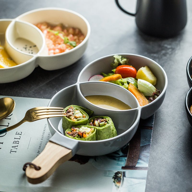 Creative cutlery tray for household tableware $35.50 Dana Fashion Color: Cream color Dana's Kitchen Material: Porcelain Applicable objects: adult plate Type: Soup plate tea tableware Process: color glaze