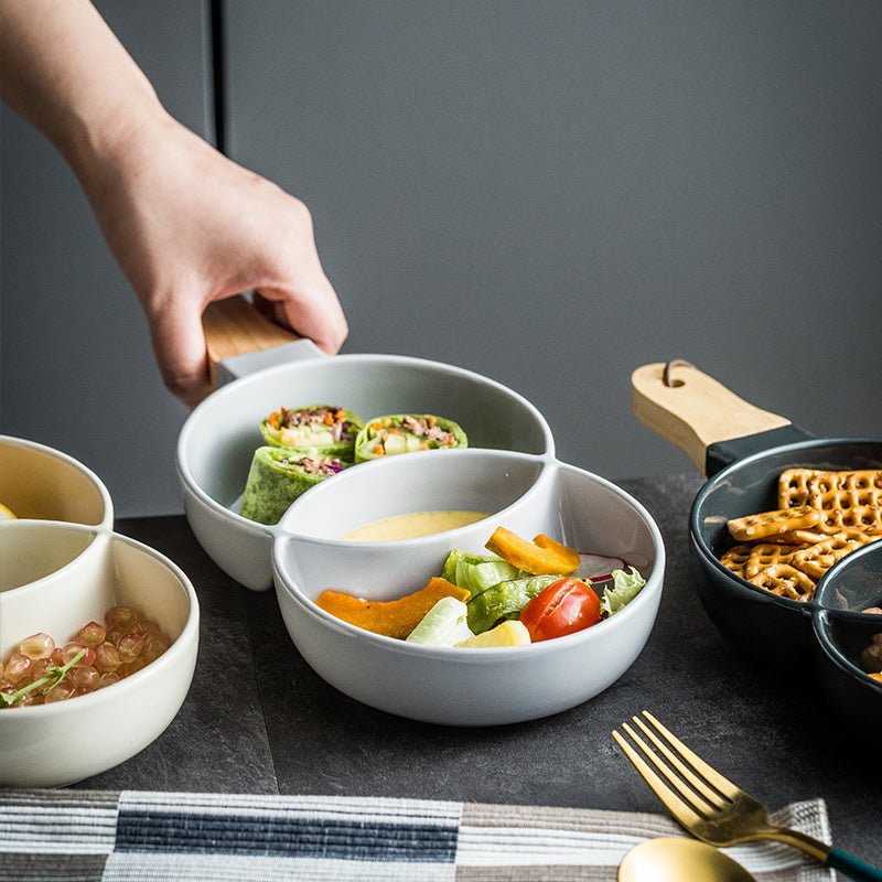 Creative cutlery tray for household tableware $35.50 Dana Fashion Color: Cream color Dana's Kitchen Material: Porcelain Applicable objects: adult plate Type: Soup plate tea tableware Process: color glaze