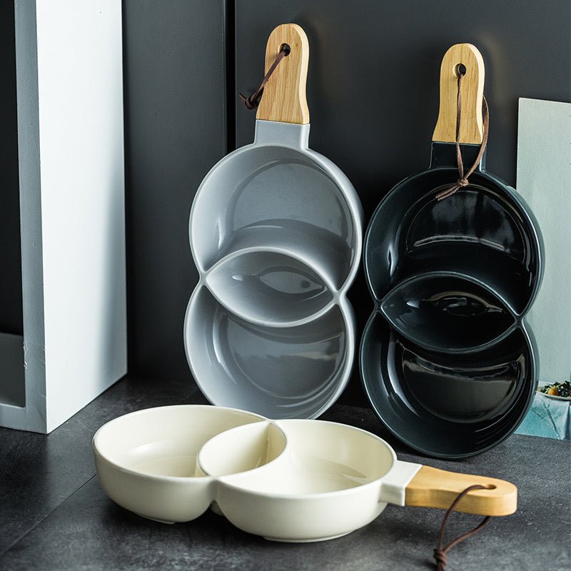 Creative cutlery tray for household tableware $35.50 Dana Fashion Color: Cream color Dana's Kitchen Material: Porcelain Applicable objects: adult plate Type: Soup plate tea tableware Process: color glaze
