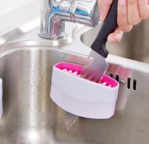 Creative Kitchen Knife And Fork Chopsticks Cleaning Brush With Suction Cup Fruit And Vegetable Cleaning Brush Kitchen Cleaning Brush $15.50 Dana Fashion Color: Blue Dana's Kitchen Overview: Unique design, stylish and beautiful. Good material, comfortable