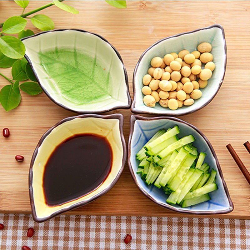 Creative leaf ceramic small dish kitchen tableware sauce vinegar sauce dish household ice split glaze snack saucer $9.00 Dana Fashion Color: Dark Blue Dana's Kitchen