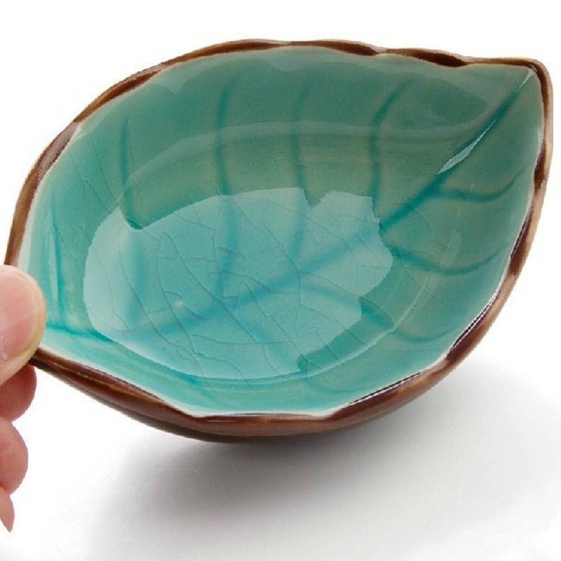 Creative leaf ceramic small dish kitchen tableware sauce vinegar sauce dish household ice split glaze snack saucer $9.00 Dana Fashion Color: Dark Blue Dana's Kitchen