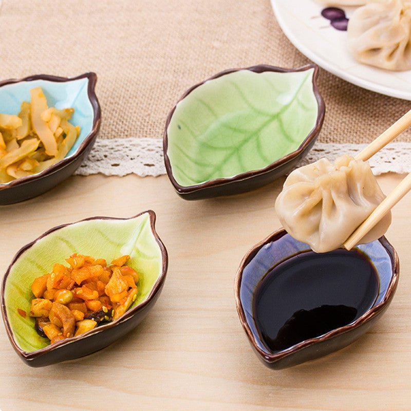 Creative leaf ceramic small dish kitchen tableware sauce vinegar sauce dish household ice split glaze snack saucer $9.00 Dana Fashion Color: Dark Blue Dana's Kitchen