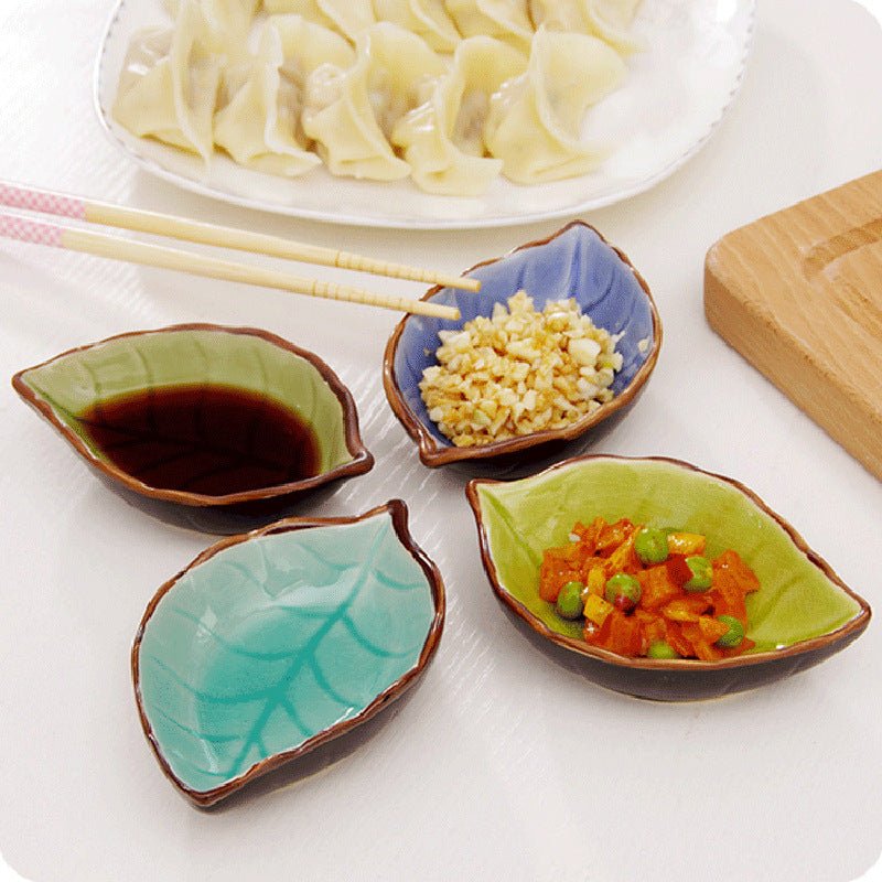 Creative leaf ceramic small dish kitchen tableware sauce vinegar sauce dish household ice split glaze snack saucer $9.00 Dana Fashion Color: Dark Blue Dana's Kitchen
