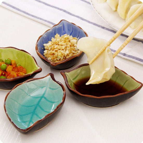 Creative leaf ceramic small dish kitchen tableware sauce vinegar sauce dish household ice split glaze snack saucer $9.00 Dana Fashion Color: Dark Blue Dana's Kitchen