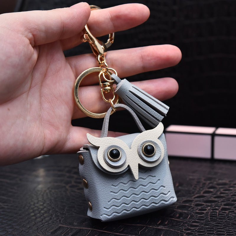 Creative Leather Owl Coin Purse Keychain $10.14 Dana Fashion Color: Gray Blue Women's Bags Product information: Color: red, pink, yellow, beige, blue, gray blue, sapphire blue, black Material: Leather Product size: as shown below Product use: key chain pe