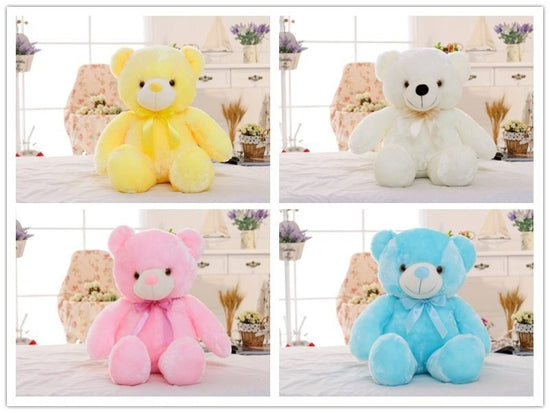 Creative Light Up LED Teddy Bear Stuffed Animals Plush Toy Colorful Glowing Christmas Gift For Kids Pillow $33.15 Dana Fashion Color: Blue Size: 25cm Toys & Hobbies Overview Inside with the LED device, include more than 7 Changing colors, can shine up aft