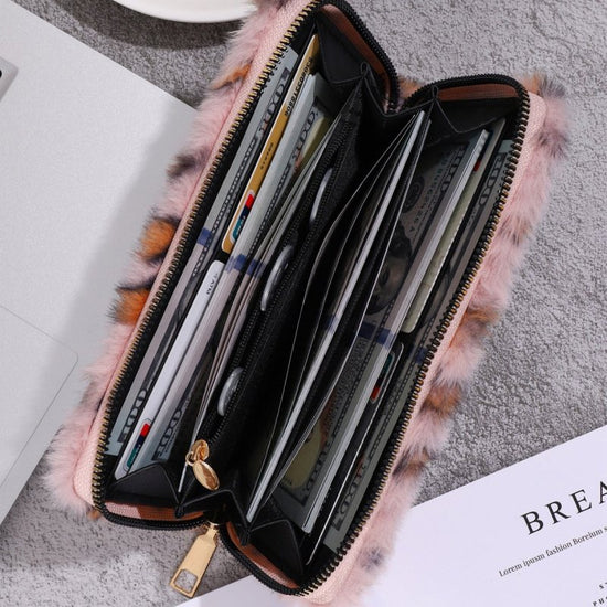 Creative Plush Coin Purse Fashion Leopard Print $16.85 Dana Fashion Color: Apricot Women's Bags Product information: Pattern: Leopard print Lining texture: pu Color: pink, gray, blue, beige, apricot, Brown, watermelon powder Function: anti-theft Material: