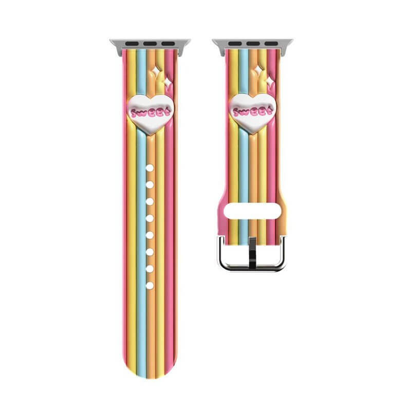 Creative Printed Versatile Watch Strap $14.71 Dana Fashion Color: Black and white flowers Specifications: 38or40or41mm Women's Accessories Product information: Color: colorful flowers, colorful little flower, red and white flowers, black and white flowers