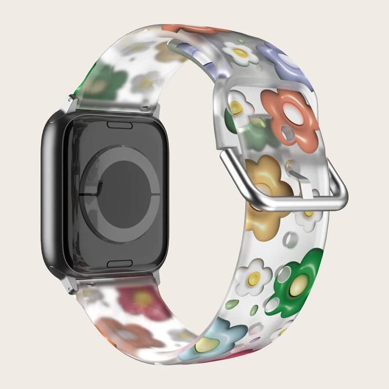 Creative Printed Versatile Watch Strap $14.71 Dana Fashion Color: Small multicolored flowers Specifications: 38or40or41mm Women's Accessories Product information: Color: colorful flowers, colorful little flower, red and white flowers, black and white flow