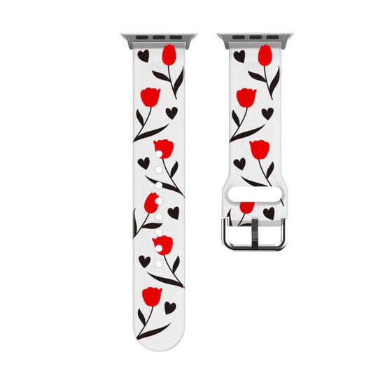 Creative Printed Versatile Watch Strap $14.71 Dana Fashion Color: Black and white flowers Specifications: 38or40or41mm Women's Accessories Product information: Color: colorful flowers, colorful little flower, red and white flowers, black and white flowers