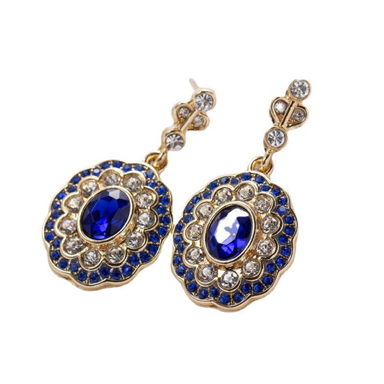 Creative Sapphire Fashion Diamond Jewelry Women's Earrings $12.02 Dana Fashion Color: Sapphire Blue Women's Accessories Product information: Treatment Process: Electroplating Color: Sapphire Blue Applicable people: women Material: electroplated Platinum S