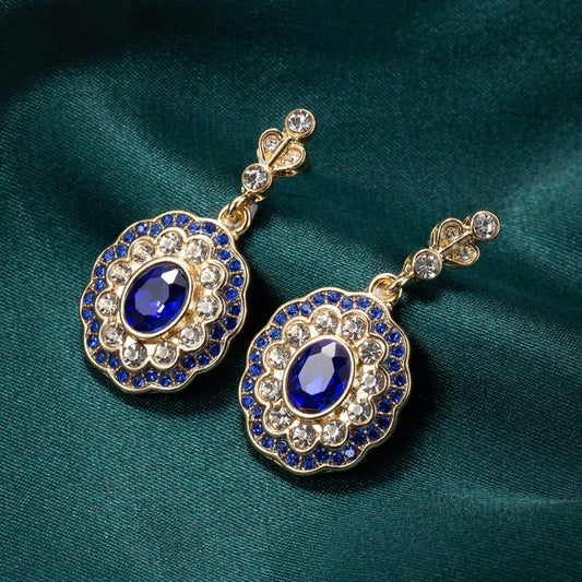 Creative Sapphire Fashion Diamond Jewelry Women's Earrings $12.02 Dana Fashion Color: Sapphire Blue Women's Accessories Product information: Treatment Process: Electroplating Color: Sapphire Blue Applicable people: women Material: electroplated Platinum S
