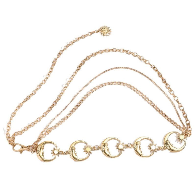 Crescent Waist Chain Tassel Multi-layer Chain Adjustable $15.00 Dana Fashion Color: Golden Single Layer Women's Accessories Product information: Color: gold single layer, Silver single layer, gold three layers, silver three layers Size: 115cm Applicable G