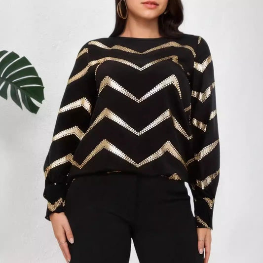 Crew Neck Casual Pleating Long Sleeve Shirt $41.31 Dana Fashion Color: Black Size: L Women's clothing Product information: Fabric name: Polyester Color: Black Main composite material: Polyester (polyester fiber) Size: S,M,L,XL,XXL Style type: temperature