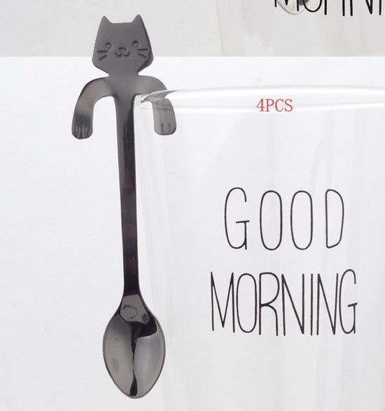 Cross-border 304 Stainless Steel Spoon Cartoon Cat Handle Hanging Coffee Spoon $25.50 Dana Fashion Color: 4pcs 4color Dana's Kitchen Overview: 1. Stainless steel cat coffee spoon 2. Cute cartoon cat design 3. A variety of colors to choose from 4. Exquisit