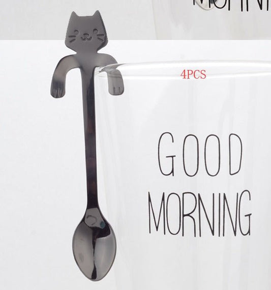Cross-border 304 Stainless Steel Spoon Cartoon Cat Handle Hanging Coffee Spoon $25.50 Dana Fashion Color: 4pcs 4color Dana's Kitchen Overview: 1. Stainless steel cat coffee spoon 2. Cute cartoon cat design 3. A variety of colors to choose from 4. Exquisit