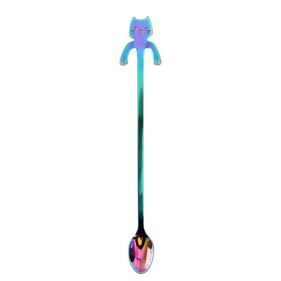 Cross-border 304 Stainless Steel Spoon Cartoon Cat Handle Hanging Coffee Spoon $19.50 Dana Fashion Color: Long color Dana's Kitchen Overview: 1. Stainless steel cat coffee spoon 2. Cute cartoon cat design 3. A variety of colors to choose from 4. Exquisite