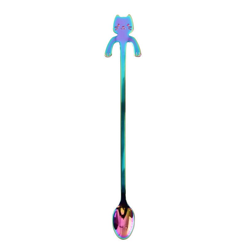 Cross-border 304 Stainless Steel Spoon Cartoon Cat Handle Hanging Coffee Spoon $19.50 Dana Fashion Color: Long color Dana's Kitchen Overview: 1. Stainless steel cat coffee spoon 2. Cute cartoon cat design 3. A variety of colors to choose from 4. Exquisite