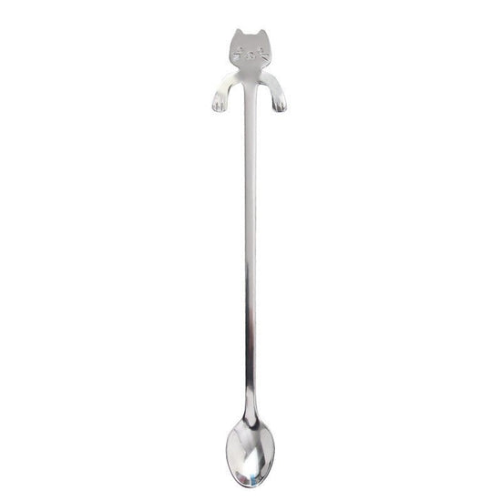 Cross-border 304 Stainless Steel Spoon Cartoon Cat Handle Hanging Coffee Spoon $19.50 Dana Fashion Color: Long silver Dana's Kitchen Overview: 1. Stainless steel cat coffee spoon 2. Cute cartoon cat design 3. A variety of colors to choose from 4. Exquisit