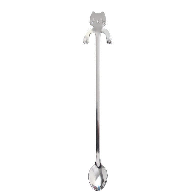 Cross-border 304 Stainless Steel Spoon Cartoon Cat Handle Hanging Coffee Spoon $19.50 Dana Fashion Color: Long silver Dana's Kitchen Overview: 1. Stainless steel cat coffee spoon 2. Cute cartoon cat design 3. A variety of colors to choose from 4. Exquisit