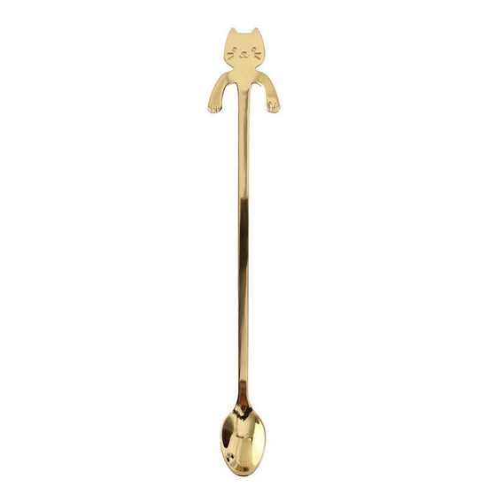 Cross-border 304 Stainless Steel Spoon Cartoon Cat Handle Hanging Coffee Spoon $19.50 Dana Fashion Color: Long gold Dana's Kitchen Overview: 1. Stainless steel cat coffee spoon 2. Cute cartoon cat design 3. A variety of colors to choose from 4. Exquisite