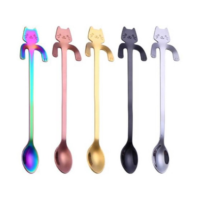 Cross-border 304 Stainless Steel Spoon Cartoon Cat Handle Hanging Coffee Spoon $25.50 Dana Fashion Color: Long 5pcs 5color Dana's Kitchen Overview: 1. Stainless steel cat coffee spoon 2. Cute cartoon cat design 3. A variety of colors to choose from 4. Exq