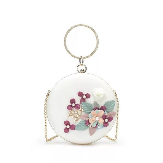 Cross-border Flower Dinner Stylish Round Banquet Handbag $49.82 Dana Fashion Color: Black Women's Bags Product information: Lining texture: Satin Pattern: Flowers Color: white, black, light green, pink Outer bag type: Three-dimensional pocket Material: Me