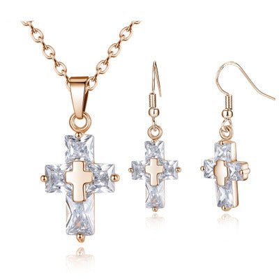 Cross ornament set $25.99 Dana Fashion Color: Sliver Beauty Tools Name: Cross Set Material: raw material is copper, surface plating treatment Color: gold, silver Size: Pendant: 1.2 * 2.2cm, Studs: 3.3 * 1.2 cm