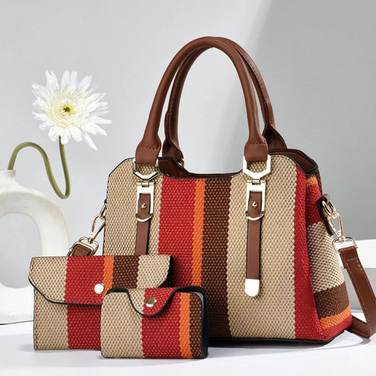 Crossbody Large Capacity New Son And Mother Canvas Contrast Color Handbags $58.94 Dana Fashion Color: 04 Style Size: 27x12x20 Women's Bags Product information: Lining texture: PU Applicable scenarios: Daily matching Color: Style 1, Style 2, Style 3, style