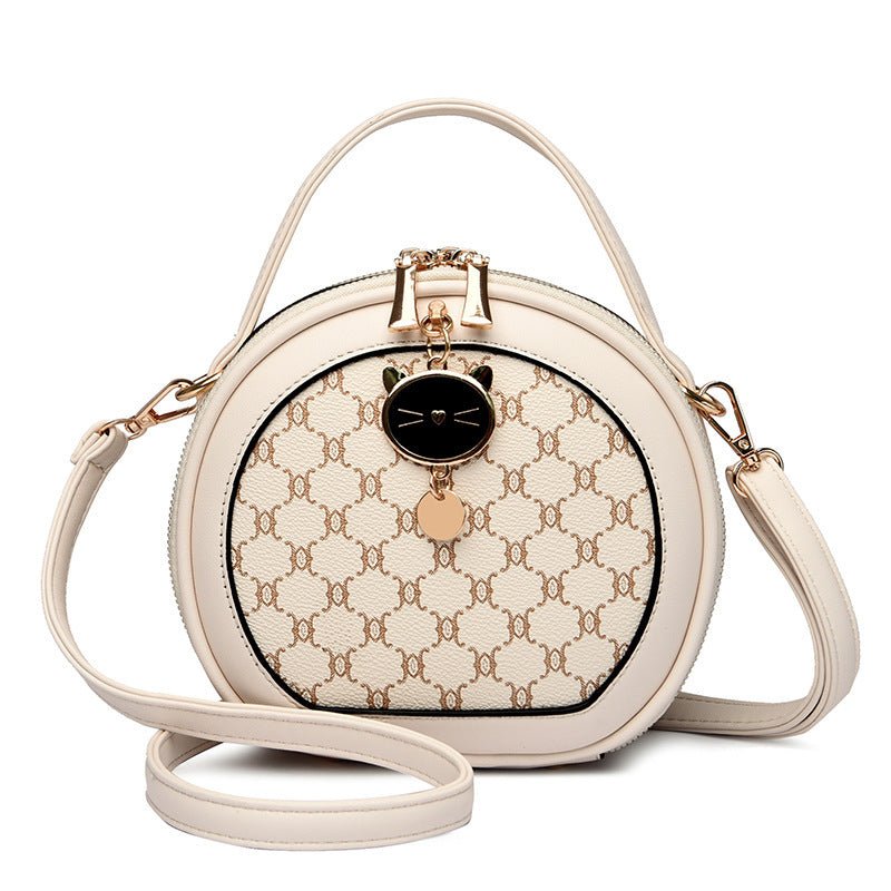 Crossbody Portable Printed Small Round Bag Soft Leather $44.52 Dana Fashion Color: Diamond Plaid White Women's shoes Product information: Applicable scenarios: Daily matching Color: TMK Brown, rhombus White, bear White, Diamond Blue, MX Brown Material: PU